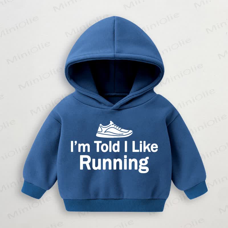 I'M TOLD I LIKE RUNNING Baby Toddler Blue Hoodie Sweatshirt - Blue - 3-5T - image 1