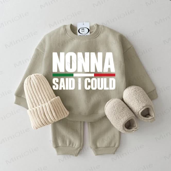 NONNA SAID I COULD Baby Sweatshirt Grey Green 2-piece Set - Grey Green - 2-3T - image 1