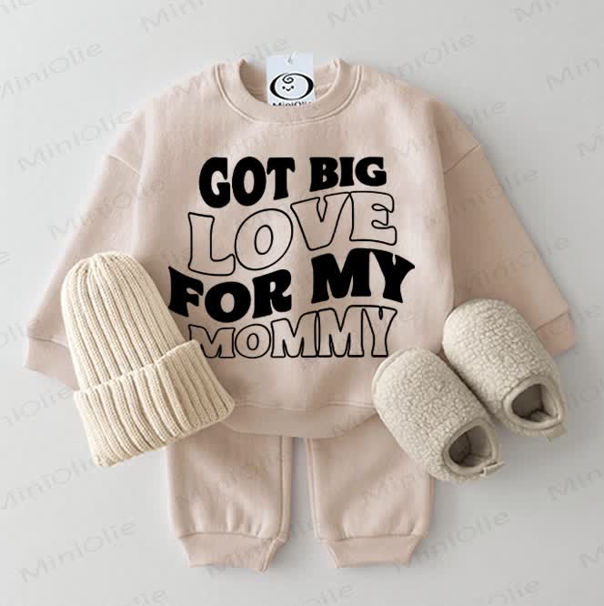 GOT BIG LOVE FOR MY MOMMY Baby Sweatshirt 2-piece Beige Set - Beige - 2-3T - image 1
