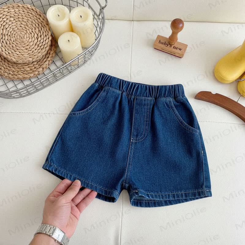 Baby Toddler Solid Color Denim Shorts - Dark Blue - 5-7T - image 7