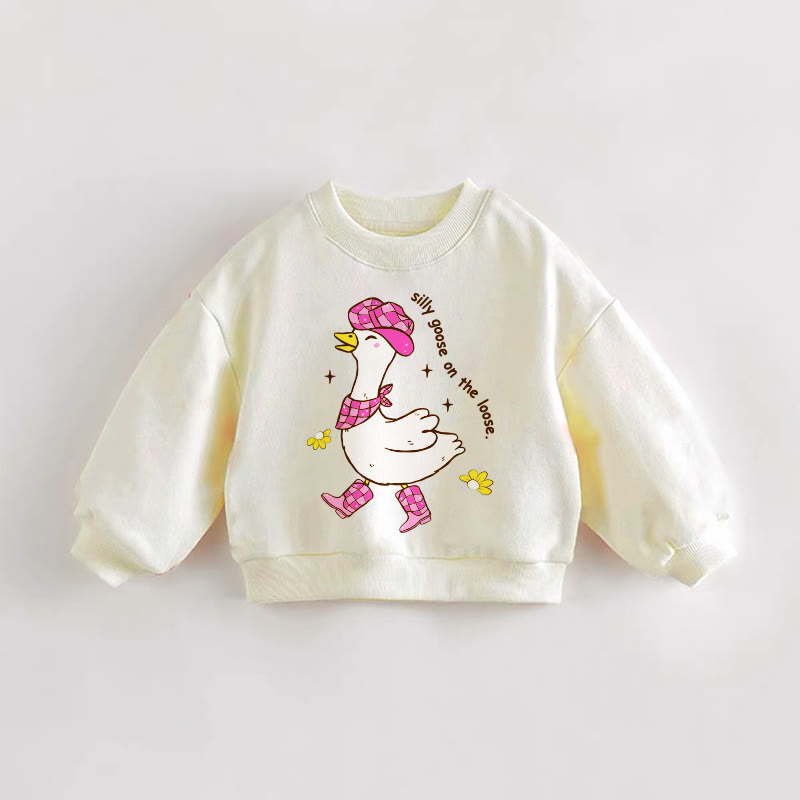 SILLY GOOSE ON THE LOOSE. Baby Toddler Sweatshirt - Cream - 3-5T - image 1