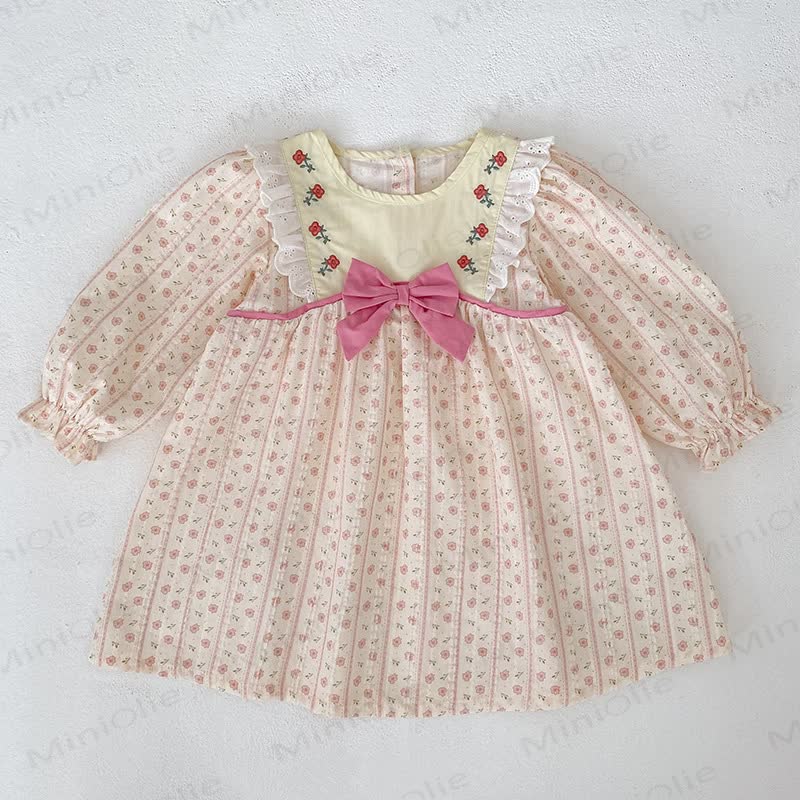 Baby Toddler Girl Pink Flower Bow Dress - image 3