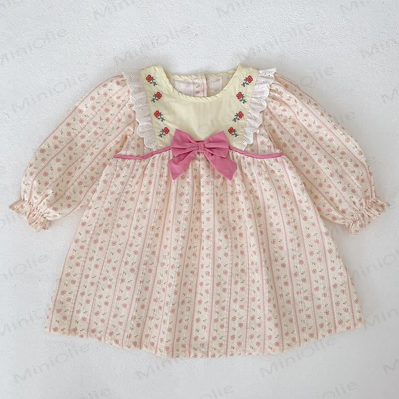 Baby Toddler Girl Pink Flower Bow Dress - image 3
