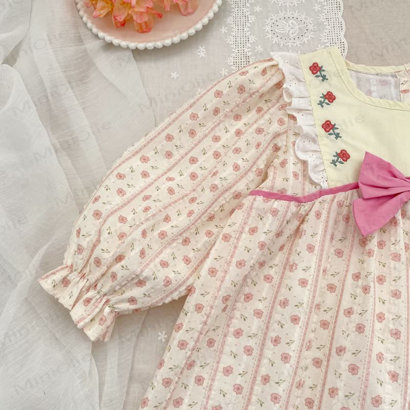 Baby Toddler Girl Pink Flower Bow Dress - image 8