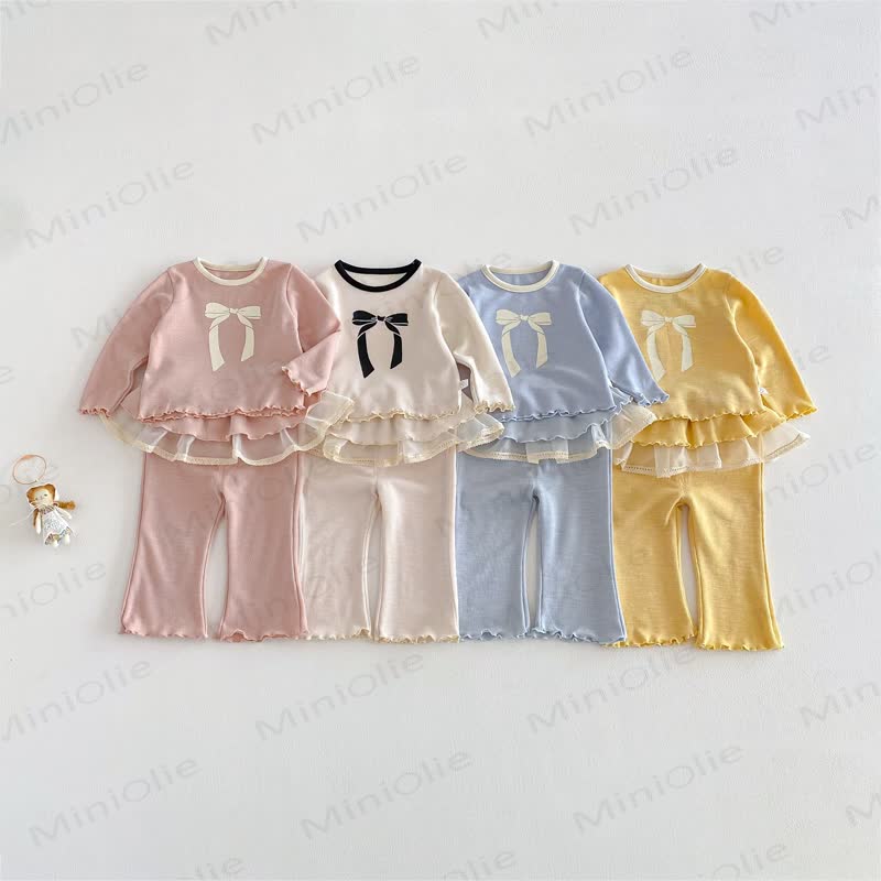 Baby Toddler Girl Sweet Bow 2-piece Set - image 1