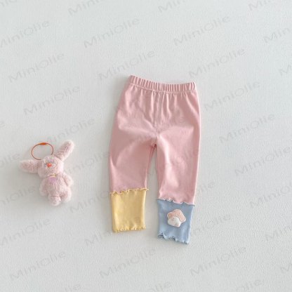 Baby Toddler Girl Color Block Mushroom/Apple Leggings - Pink - 5-7T - image 6