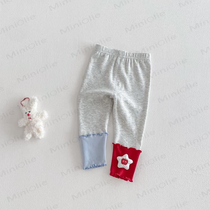 Baby Toddler Girl Color Block Mushroom/Apple Leggings - Grey - 5-7T - image 7