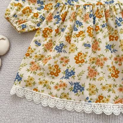 Baby Toddler Girl Yellow Blue Flower Dress - image 8
