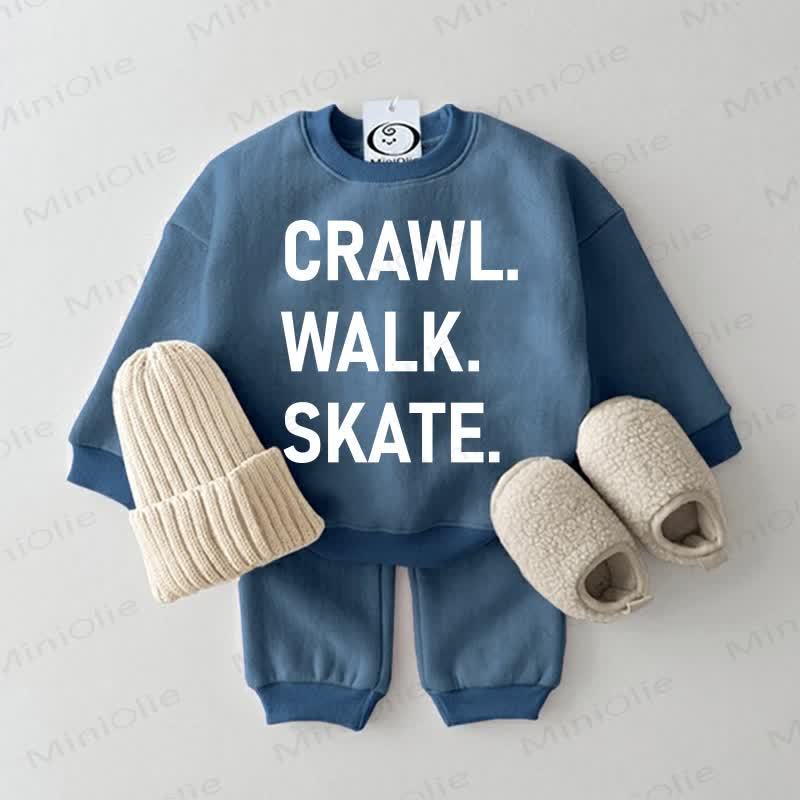 CRAWL. WALK. SKATE. Baby Sweatshirt 2-piece Blue Set - Blue - 2-3T - image 1