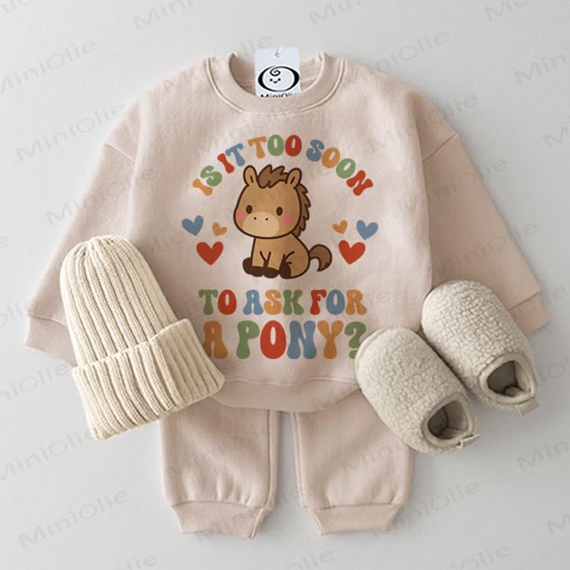 IS IT TOO SOON TO ASK FOR A PONY Baby Love Beige 2-piece Set - Beige - 2-3T - image 1