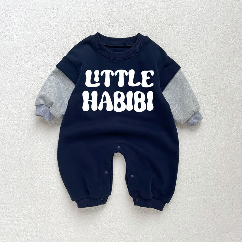 LITTLE HABIBI Baby Toddler Dark Blue Color Block Romper - Dark Blue - 18-24M - image 1