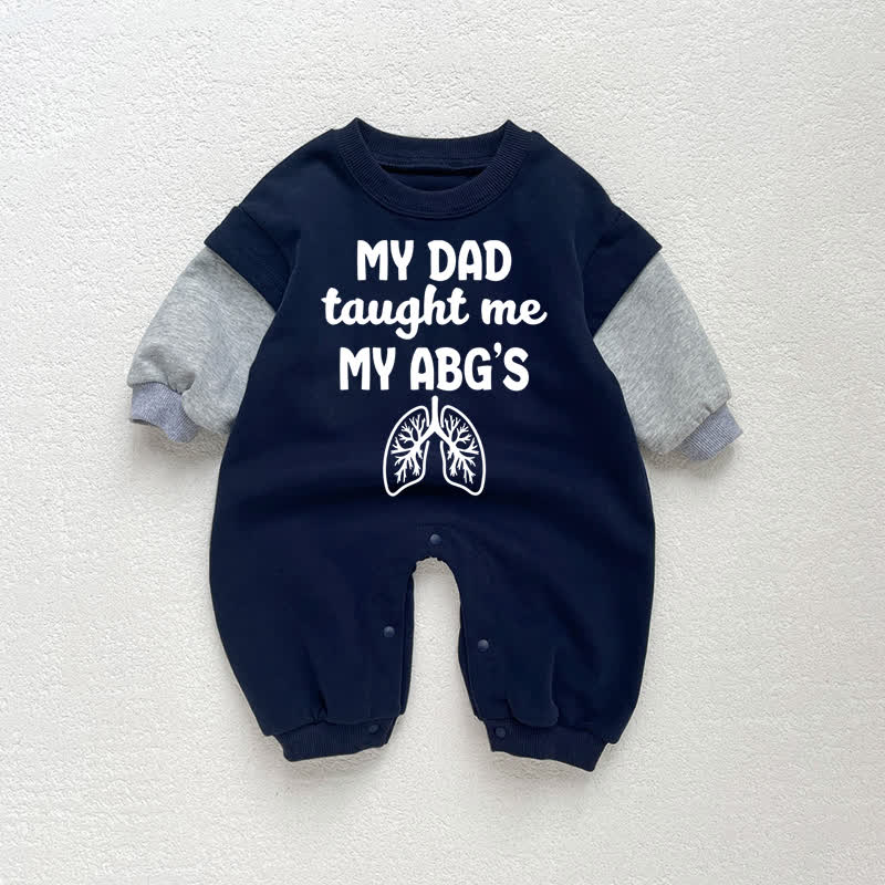 MY DAD TAUGHT ME MY ABG'S Baby Toddler Dark Blue Color Block Romper - Dark Blue - 18-24M - image 1