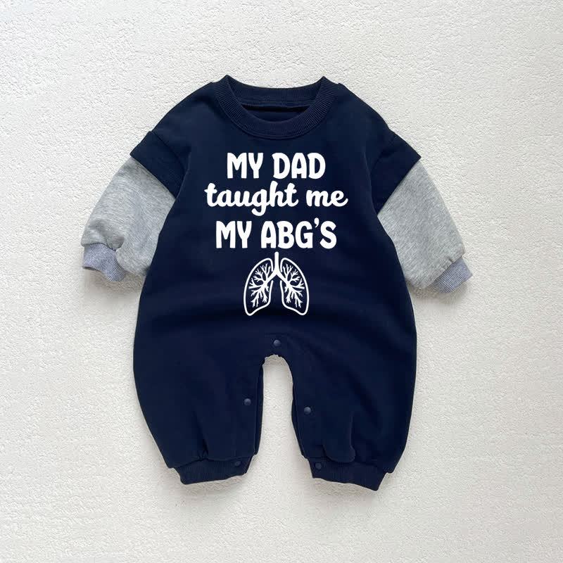 MY DAD TAUGHT ME MY ABG'S Baby Toddler Dark Blue Color Block Romper - Dark Blue - 18-24M - image 1