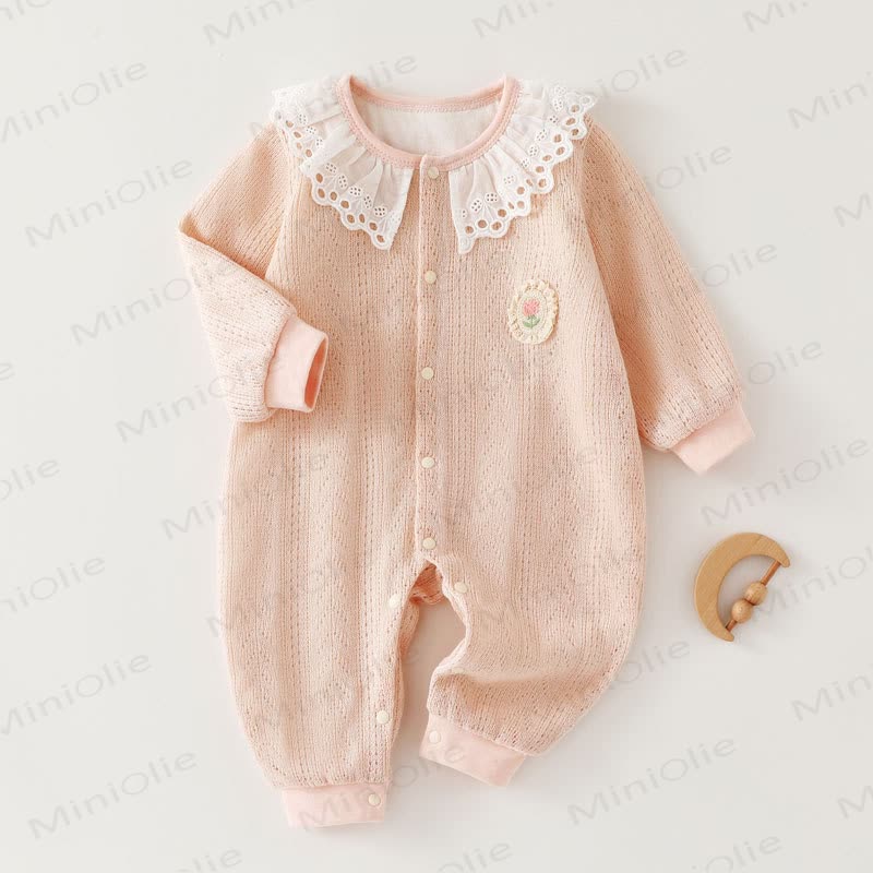 Baby Tulip Lace Collar Romper - Pink - 18-24M - image 5