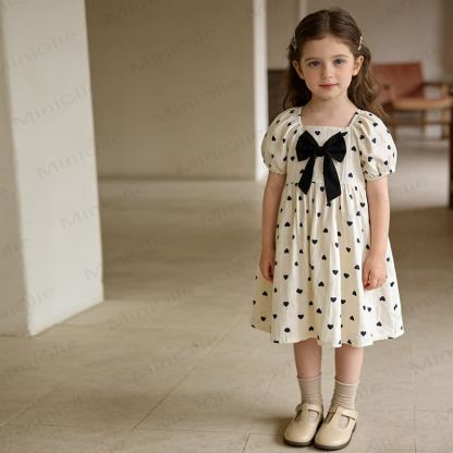 Baby Toddler Girl Beige Bow Love Dress - image 5