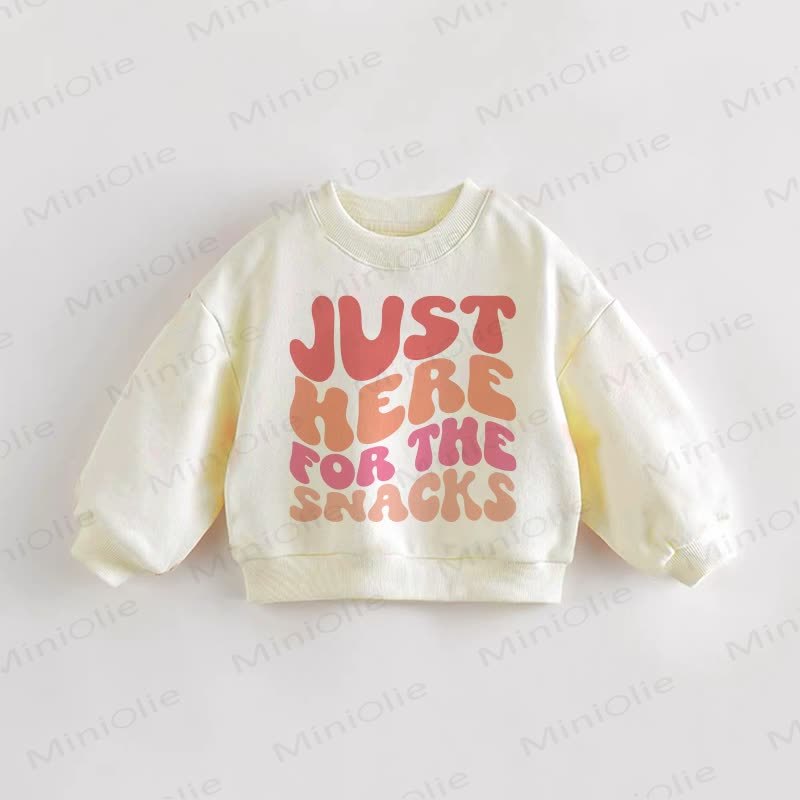 JUST HERE FOR THE SNACKS Baby Toddler Cream Sweatshirt - Cream - 3-5T - image 1