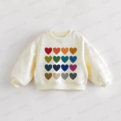 Baby Toddler Colorful Hearts Sweatshirt - Cream - 3-5T - image 1