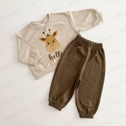 HELLO Baby Deer Brown Beige 2-piece Set - Brown Beige - 2-3T - image 1