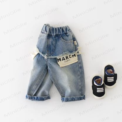MARCH PARIS Baby Toddler Denim Pants - Blue - 3-5T - image 1