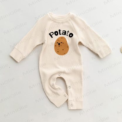 POTATO Baby Waffle Happy Potato Romper - Beige - 18-24M - image 1