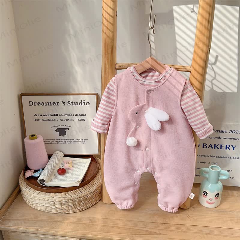 Baby Rabbit Overalls and Striped Tee Set - Pink - 3-5T - image 1