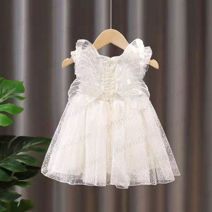 Toddler Kid Girl Bow Mesh Dress - White - 8Y - image 1