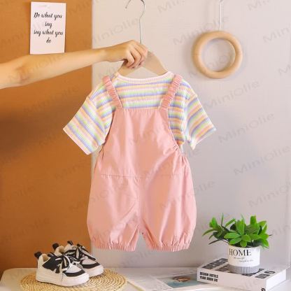Toddler 2-Piece Duck Striped Overalls Set - image 5