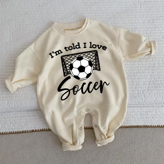 I'M TOLD I LOVE SOCCER Baby Toddler Beige Romper - Beige - 2-3T - image 1