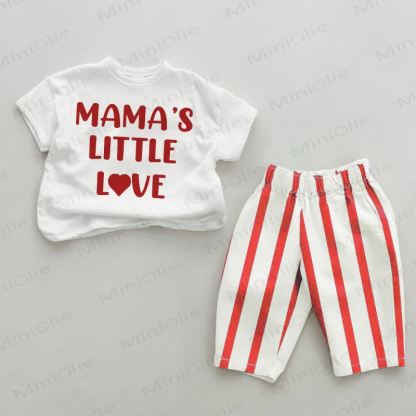 MAMA'S LITTLE LOVE Baby Red Vertical Striped 2-piece Set - White&Red - 2-3T - image 1