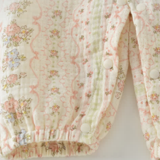 Baby Girl Floral Collar Romper with Hat - image 5