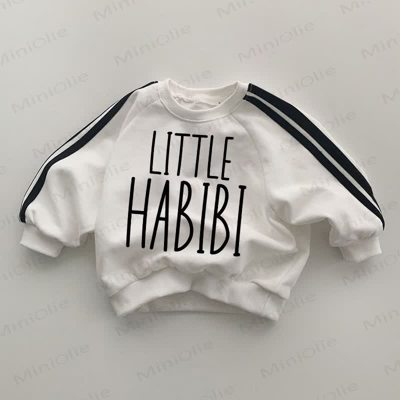 LITTLE HABIBI Baby Striped Side White Sweatshirt - White - 2-3T - image 1