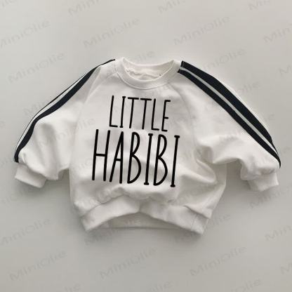 LITTLE HABIBI Baby Striped Side White Sweatshirt - White - 2-3T - image 1