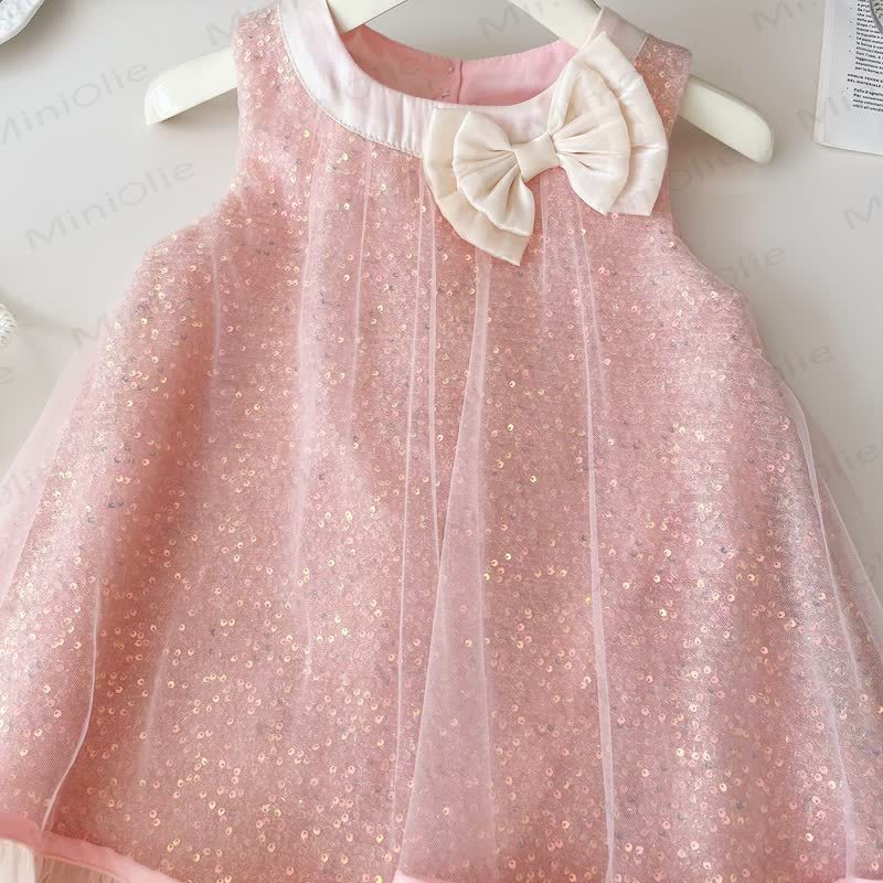Toddler Kid Girl Pink Sequin Bow Sleeveless Dress - image 3