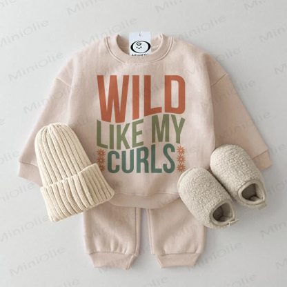 WILD LIKE MY CURLS Baby Sweatshirt 2-Piece Beige Set - Beige - 2-3T - image 1
