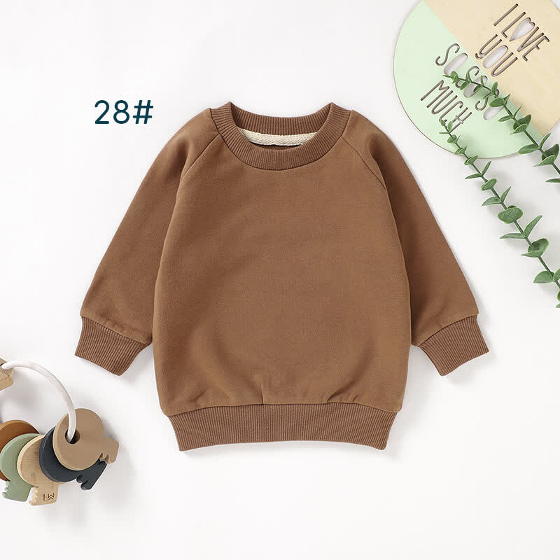 Baby Toddler Solid Color Cotton Sweatshirt - Brown - 3T - image 3