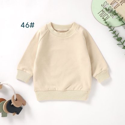 Baby Toddler Solid Color Cotton Sweatshirt - Beige - 3T - image 4