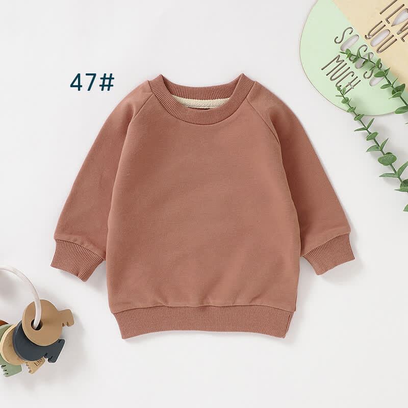 Baby Toddler Solid Color Cotton Sweatshirt - Khaki - 3T - image 6