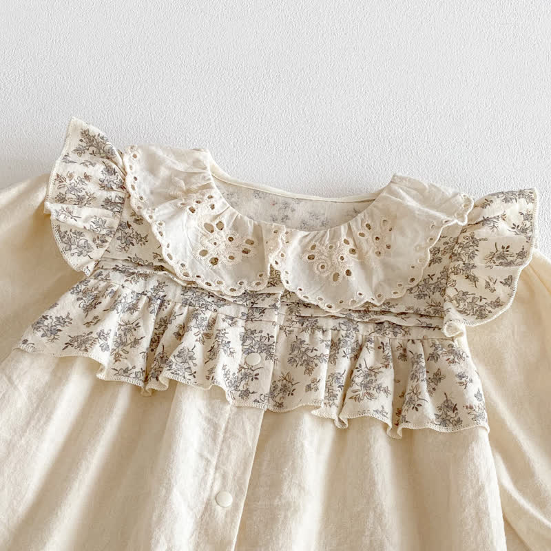 Baby Floral Collar Beige Romper - image 4