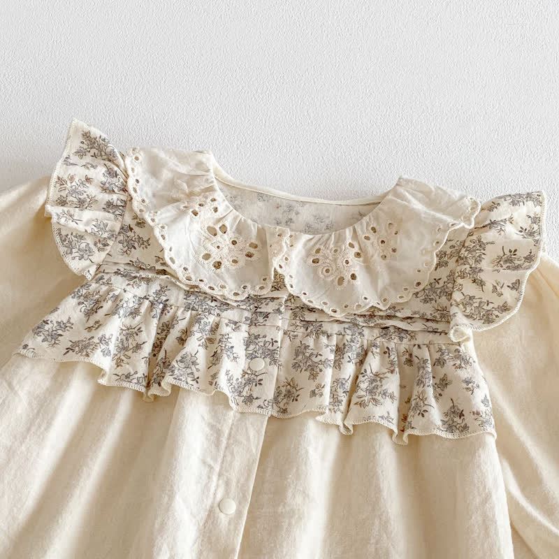 Baby Floral Collar Beige Romper - image 4