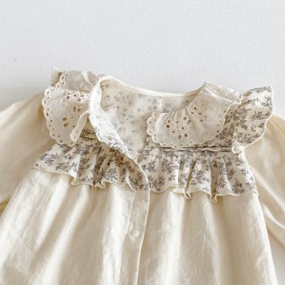 Baby Floral Collar Beige Romper - image 6