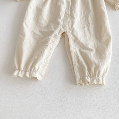 Baby Floral Collar Beige Romper - image 7