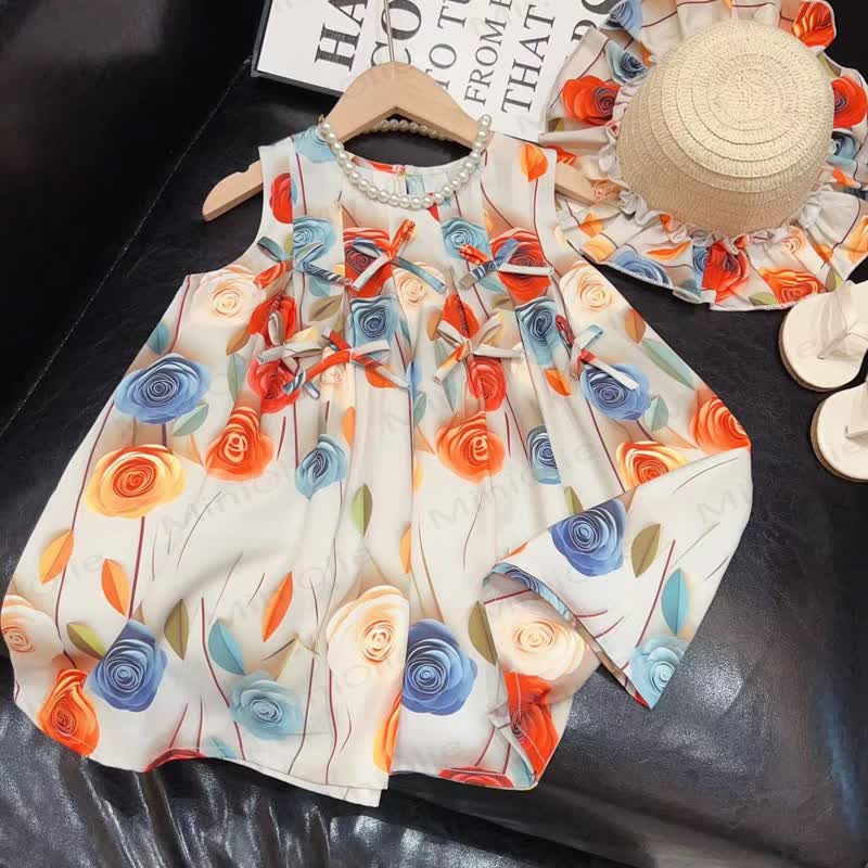 Toddler Kid Girl Sweet Flower Bow Sleeveless Dress - image 3