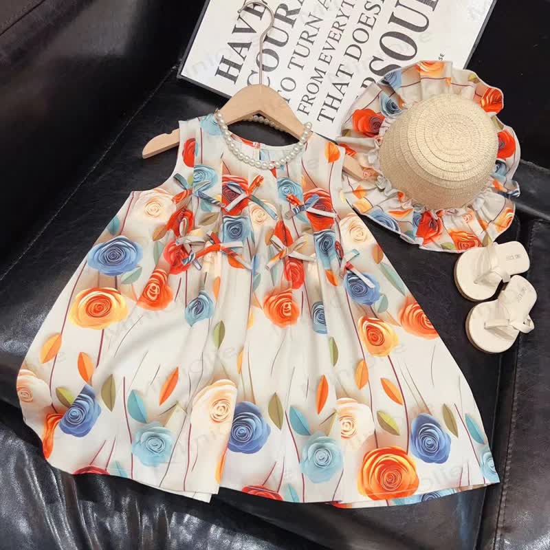 Toddler Kid Girl Sweet Flower Bow Sleeveless Dress - image 2