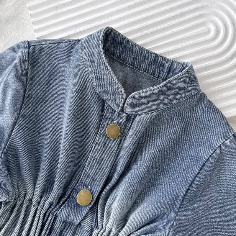 Toddler Kid Girl Solid Color Denim Lace Dress - image 4