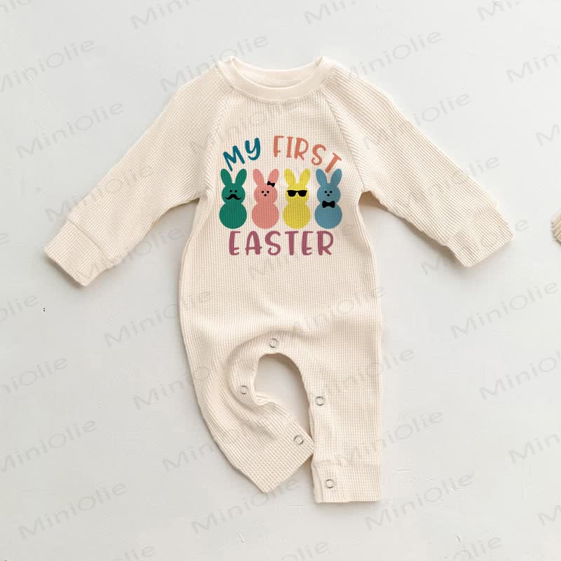 MY FIRST EASTER Baby Waffle Romper - Beige - 18-24M - image 1