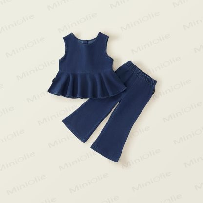 Toddler Kid Girl Denim Sleeveless 2-piece Set - Blue - 10Y - image 1