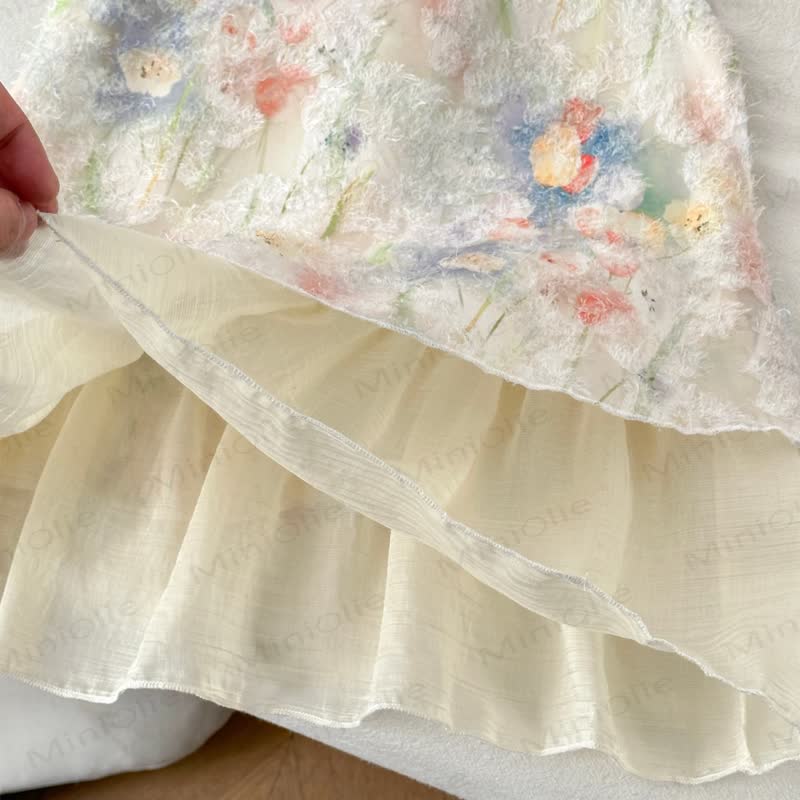 Toddler Kid Girl Beige Flower Sleeveless Dress - image 5