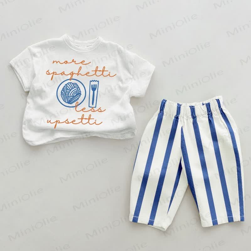 MORE SPAGHETTI LESS UPSETTI Baby 2-piece Blue Vertical Striped Set - White&Blue - 2-3T - image 1