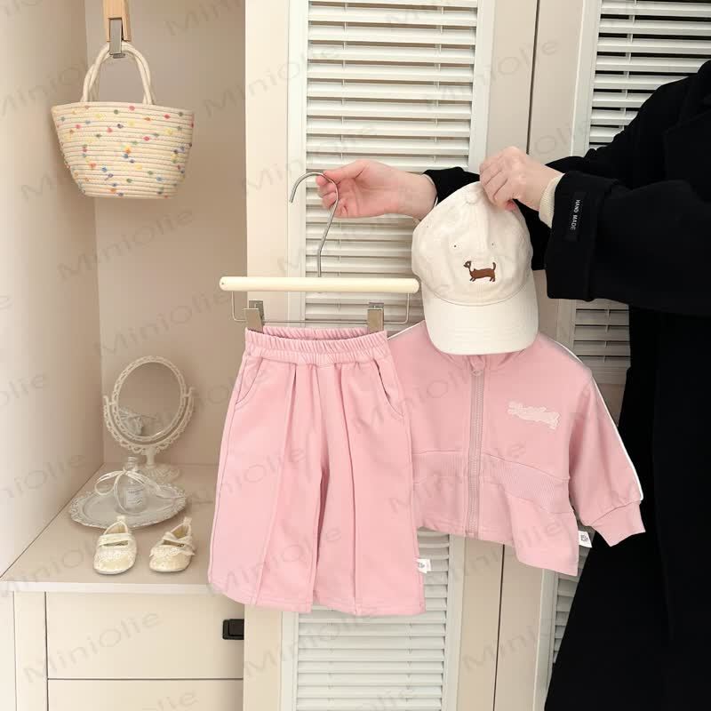 Baby Toddler Girl Solid Color 2-piece Pink Set - Pink - 5-7T - image 1