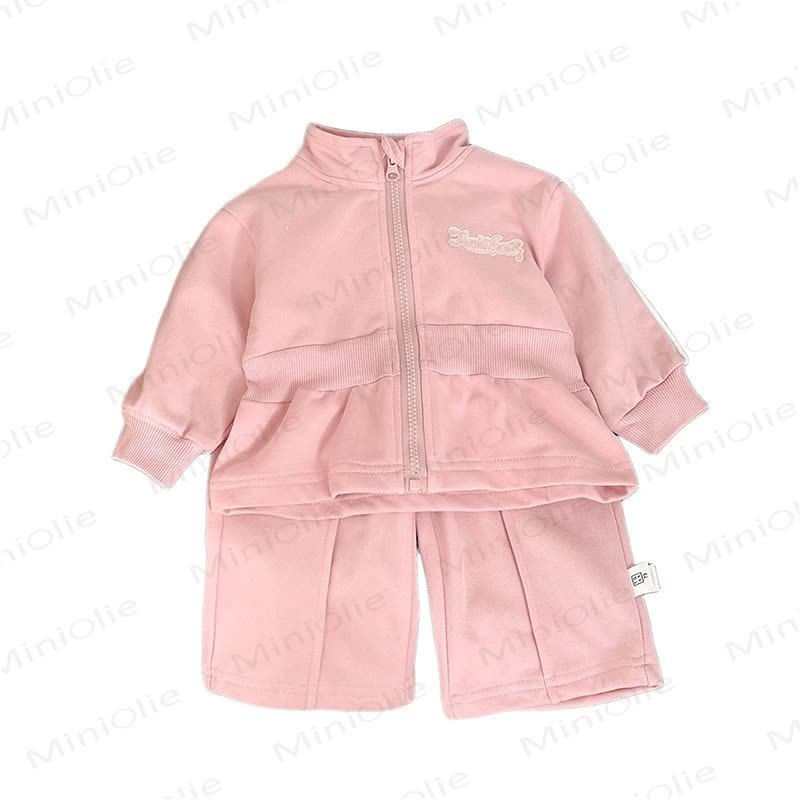 Baby Toddler Girl Solid Color 2-piece Pink Set - image 3